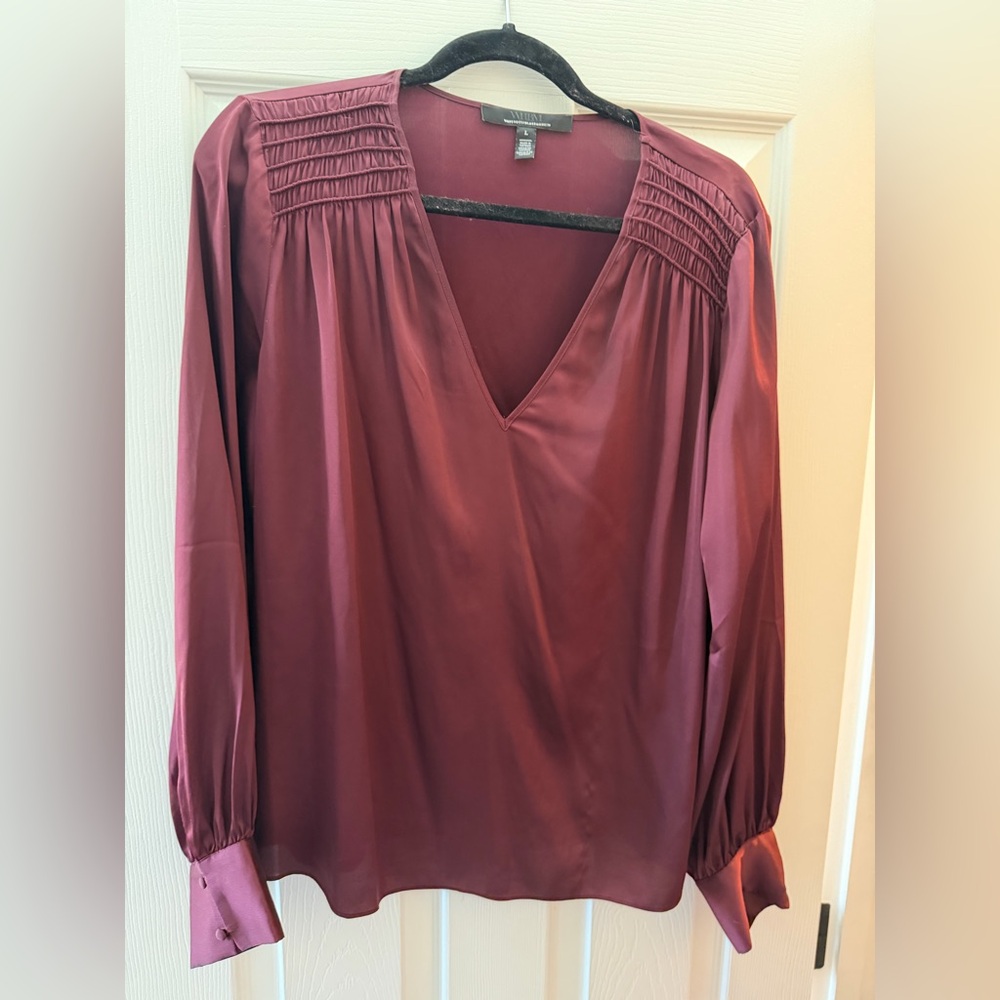 White House Black Market Deep Burgundy Blouse